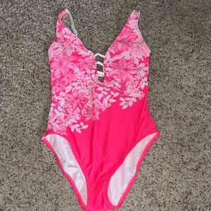 Lilly Pulitzer Pink Floral One-Piece Swimsuit